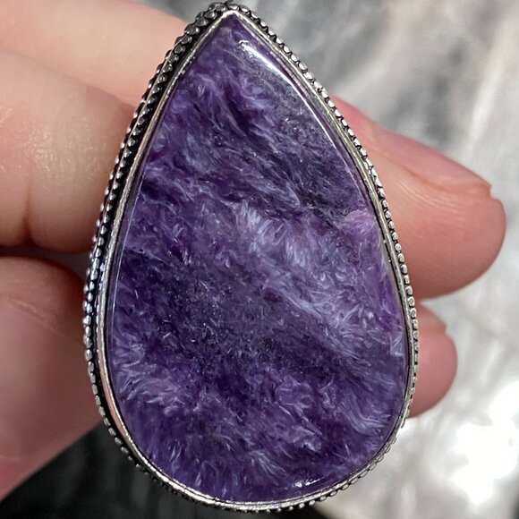 Charoite Antique Styled Ring Size 9 and a Half - Picture 1 of 7
